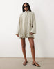 Wide Cuff Shirt Mini Dress With Bubble Hem In Mono Check