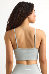 Super Sculpt Seamless Scoop-Neck Sports Bra in Grey
