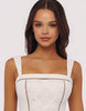 House Of Cb Ava White Custom Lace Cotton Broderie Anglaise Mini Sundress In White
