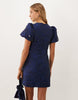 Dream Sister Jane Cosmo Embellished Round Neck Puff Sleeve Mini Dress Co-Ord In Navy
