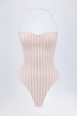 Cut-Out Halterneck Swimsuit in Mauve