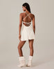 Bershka Shimmery Rustic Mini Dress In Ecru