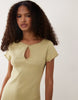 Miss Selfridge Pointelle Keyhole Mini Dress In Olive