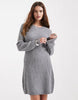 Vero Moda Long Sleeve Knitted Mini Dress In Medium Grey Melange
