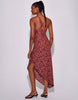 South Beach Floral Textured Cowl Neck Asymetric Maxi Dress In Rust