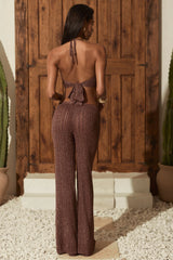 Mid-Rise Flared Trousers in Bronze