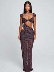 Lucy's EULALIE MAXI DRESS BROWN POLKA DOT