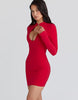 House Of Cb Lotus Crepe Keyhole Silhouette Mini Dress In Red - Red