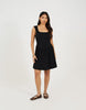 Brave Soul Jersey Scoop Neck Flared Skirt Mini Dress In Black