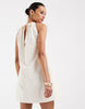 Halter Trapeze Shaped Waist Mini Dress In Cream