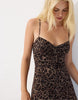 Stradivarius Leopard Print Strappy Mini Dress In Mid Beige