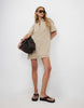 River Island Denim Zip Front Dress In Beige