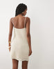 Mango Cotton Rich Knitted Halterneck Mini Dress With Statement Flower In Beige