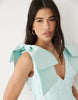 Asos Luxe Bow Shoulder Disc Mini Dress In Turquoise