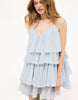 Na-Kd Ruffle Plisse Strap Mini Dress In Blue