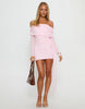 Princess Polly Rozalee Mesh Bardot Frill Drape Detail Mini Dress In Pink