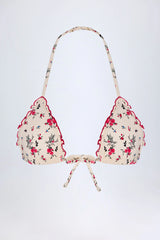 Micro Triangle Bikini Top in Red Floral