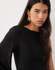 One Shoulder Floral Devore Mini Dress With Fringe Detail In Black