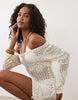 Miss Selfridge Off Shoulder Floral Crochet Dress