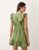 Wednesdays Girl Ruffle Edged Mini Dress In Green