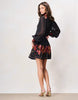 Hope & Ivy The Kristin Petite Blouson Sleeve High Neck Shirt Dress With Front Button In Black Orange Multi