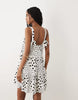 Miss Selfridge Tie Shoulder Tiered Smock Mini Dress In Polka Dot Print