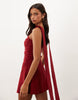 Tfnc Bengaline V Back Draped Mini Dress In Deep Red