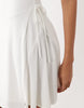 Kaiia Exclusive Double Layered Slinky High Neck Long Sleeve Tie Side Skater Mini Dress In White