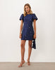 Dream Sister Jane Cosmo Embellished Round Neck Puff Sleeve Mini Dress Co-Ord In Navy