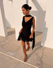 Never Fully Dressed Sophie Chiffon Cowl Neck Removable Scarf Detail Mini Dress In Black