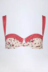 Underwired Balconette Bikini Top in Red Floral