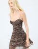 Stradivarius Leopard Print Strappy Mini Dress In Mid Beige