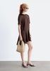 & Other Stories Drop Waist Satin Mini Dress With Hanky Hem In Chocolate Brown
