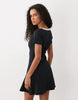 Miss Selfridge V-Neck Short Sleeve Mini Dress With Bow In Black