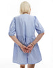 Only Tie Front Mini Dress In Light Blue Stripes