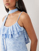 Devore Ruffle Scarf Detail Mini Dress In Blue