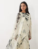 Cape Detail Long Sleeve Maxi Dress In Mono Print