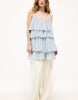 Na-Kd Ruffle Plisse Strap Mini Dress In Blue