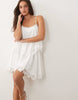 Fashionkilla Exclusive Lace Trim Ruffle Tiered Lace Up Back Detail Mini Dress In White
