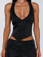 Lucy's MARIAIS WAISTCOAT BLACK SPARKLE