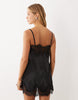 Kat The Label Olivia Satin Lace Slip Dress In Black