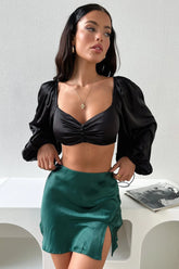Zara Silk Mini Skirt - Emerald