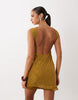 Devore Floral Mesh Mini Dress With Fringing In Olive