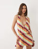 Motel Pippey Racer Back Mini Dress In Multi Stripe