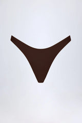 High-Leg Cheeky Bikini Bottoms in Dark Chocolate
