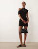 Eyelet Detail Off The Shoulder Mini Dress In Black