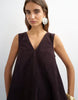 Topshop Denim Cord Pinny V Neck Mini Dress In Chocolate