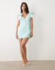 Asos Luxe Bow Shoulder Disc Mini Dress In Turquoise