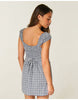 Hollister Tall Cap Sleeve Button Mini Dress In Navy Plaid