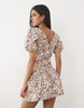 Miss Selfridge Puff Sleeve Denim Mini Dress In Animal Print